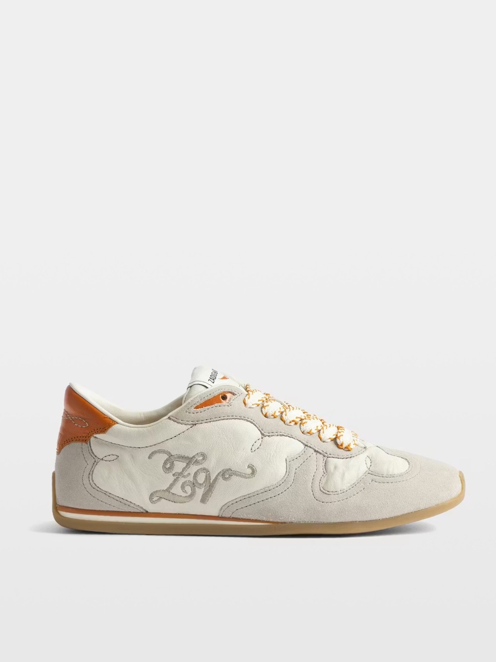 Zadig & Voltaire Cream and Tan Low-Top Leather & Suede Sneaker